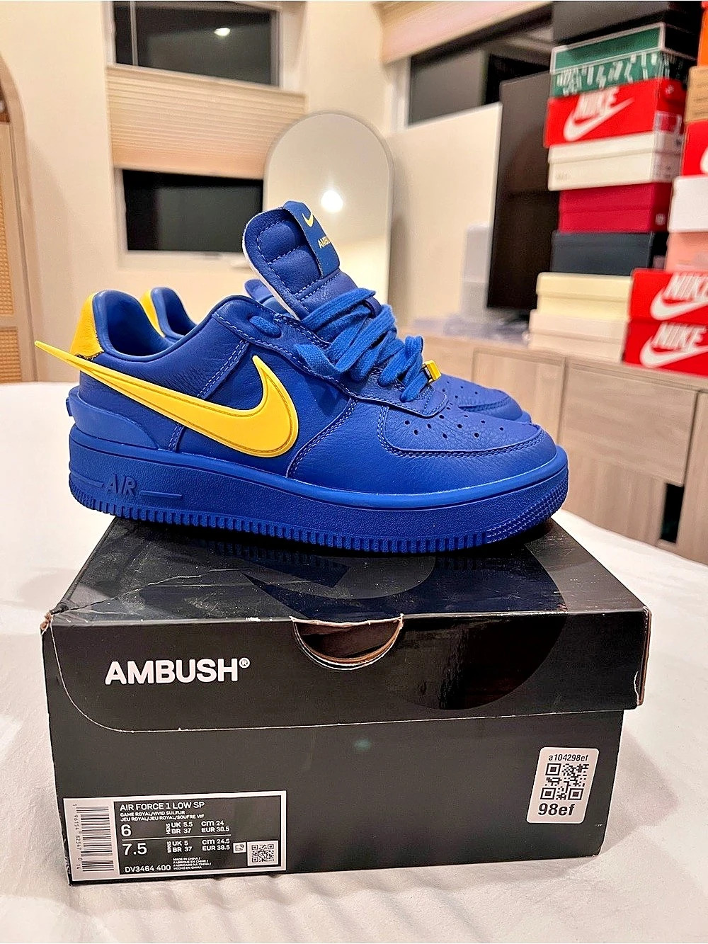 Nike Air Force 1 Low x AMBUSH Blue & Yellow US 6y = 7.5 women